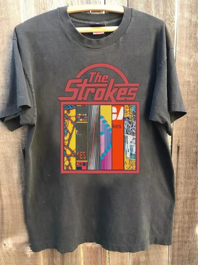 Summer Unisexs Pure Cotton Vintage The Strokes Tshirt Stylish Loose And Breathable Suitable For Everyday Wear