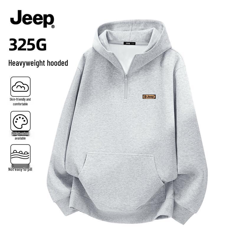 Jeep Мужская худи-пуловер с полумолнией, плотная