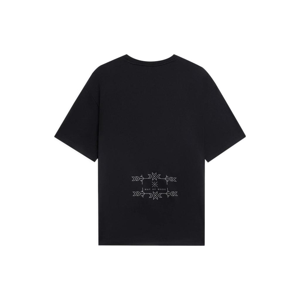 Li-Ning Футболка унисекс с вышитым логотипом Wade Series, круглым вырезом и короткими рукавами, черные AHSS805-1