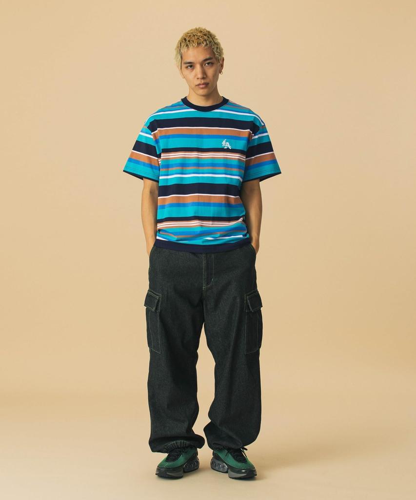 [Extra Large] LA EMBROIDERY STRIPE S/S TEE 101252011024 GREEN XL
