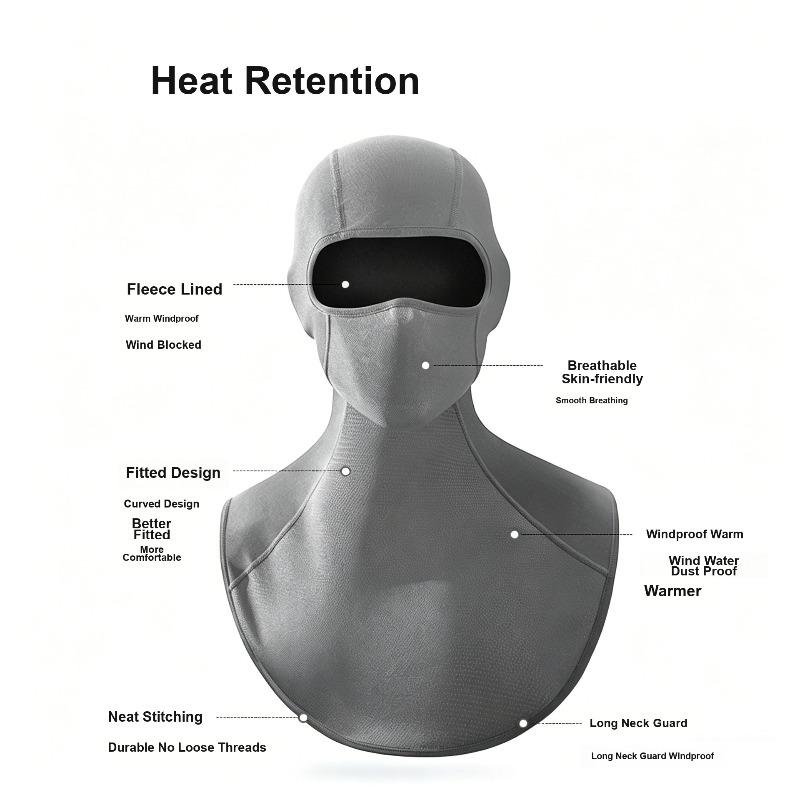 Winter Fleece Lined Thermal Head Face Cover for Outdoor Cycling Skiing Works as Motor Helmet Liner for Wind Protection