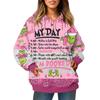 Ladies' Fashionable Long Sleeved Pullover With Christmas Print Hooded Pocket Sweatshirt