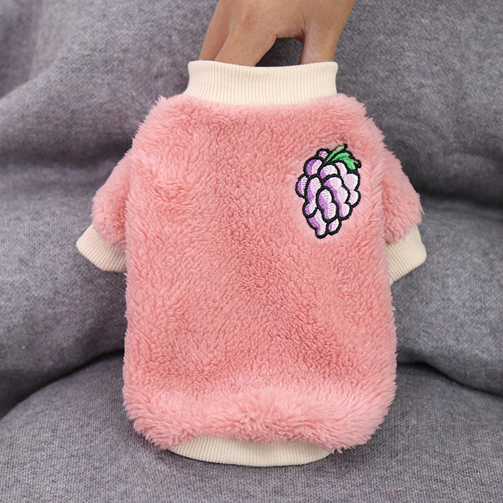 Fruit Pattern Dog Clothes for Small Medium Dogs Warm Plush Vest Yorkies Chihuahua Shih Tzu Pug Puppy Cat Coat Ropa Para