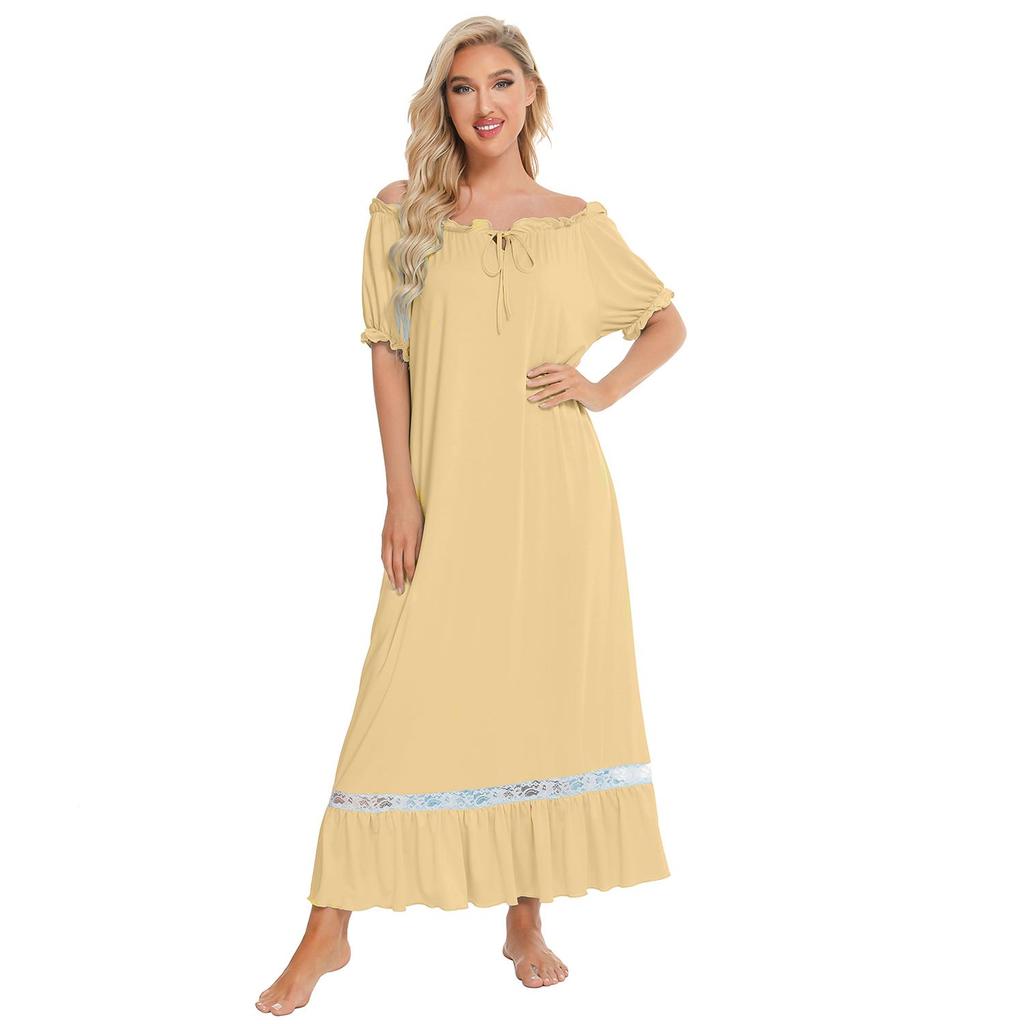 Pajamas for Women Short Sleeve Night Sleep Dress Comfy Loose Casual Lounge Wear Spring Summer Autumn Nightgowns