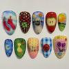 24Pcs Forest Adventure Press On Nails Short Almond Fake Nails With Fox Mushroom Butterfly Apple Designs For Women