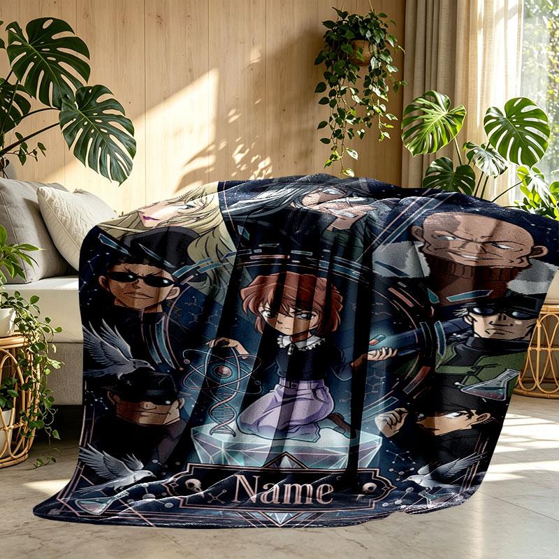 Custom Name Personalized Detective Conan Print Blanket, Home Decor, Bedroom, Sofa, Camping, Couch, Gifts for Birthday Christmas