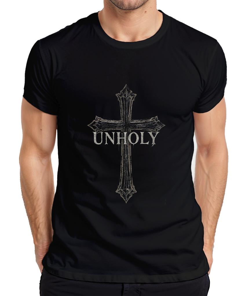 UNHOLY Black Metal Gothic Cross Gloomy Satanic Grunge T-Shirt-