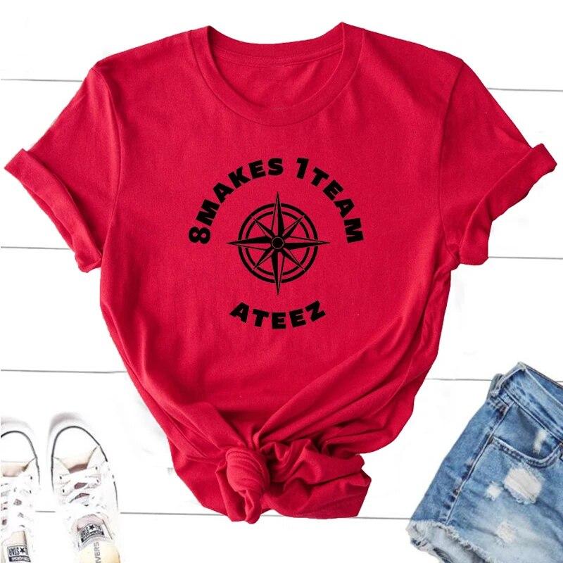 Футболки Ateez Fellowship Break The Wall Kpop с круглым вырезом и коротким рукавом, корейская модная уличная одежда, одежда для фанатов, топы K-pop, унисекс