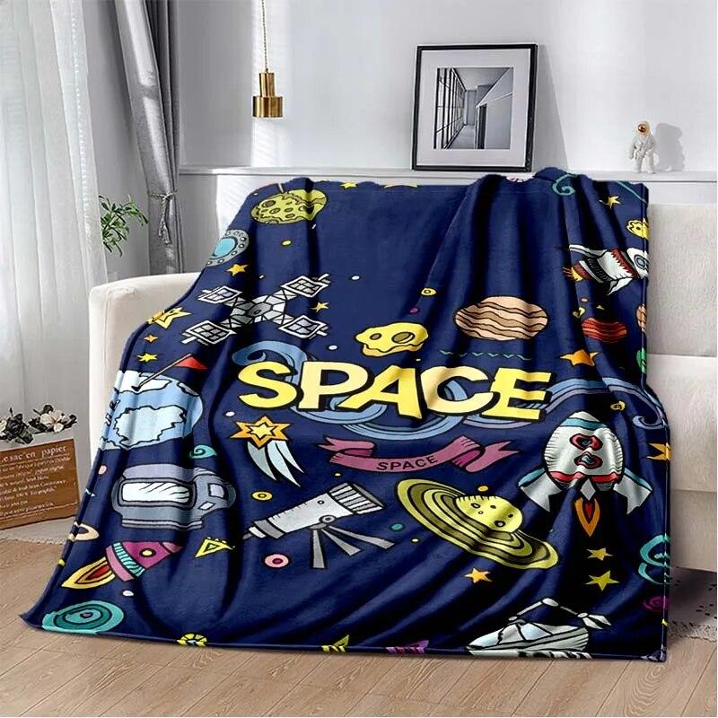 Фланелевое одеяло с 3D принтом космических животных, универсальное праздничное подарочное одеяло, теплые и мягкие одеяла на все сезоны