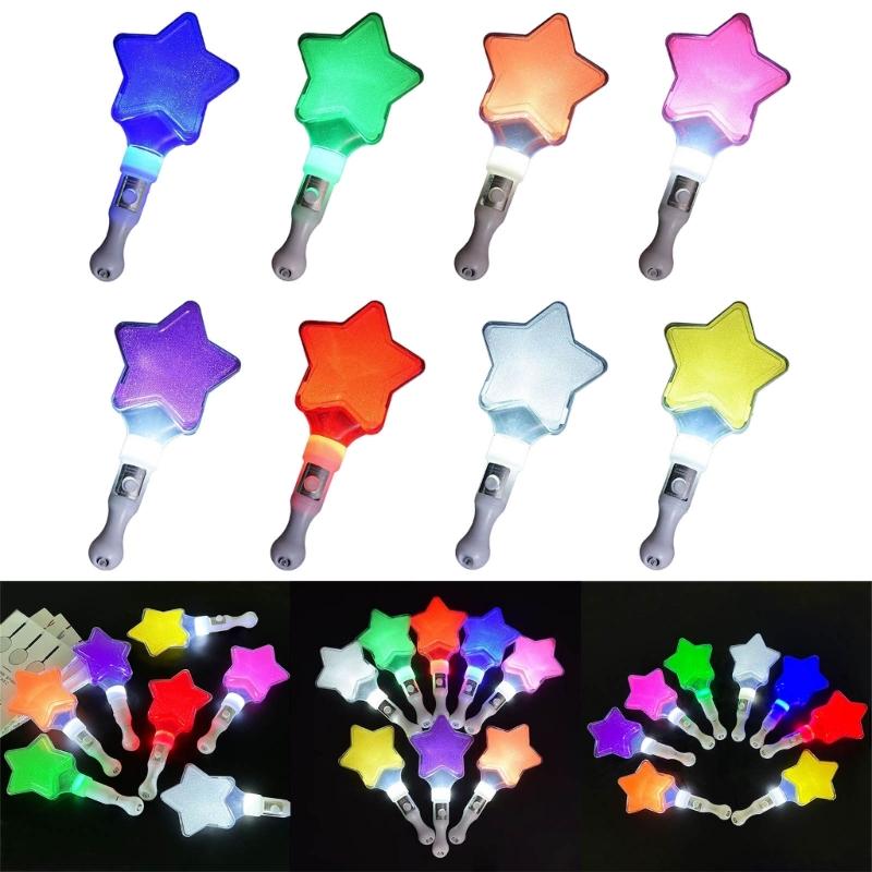 5pcs Light Up Wand Sticks with Random Color LED Glow Luminous Sticks Star and Heart Shaped Flashing LED Glow Sticks