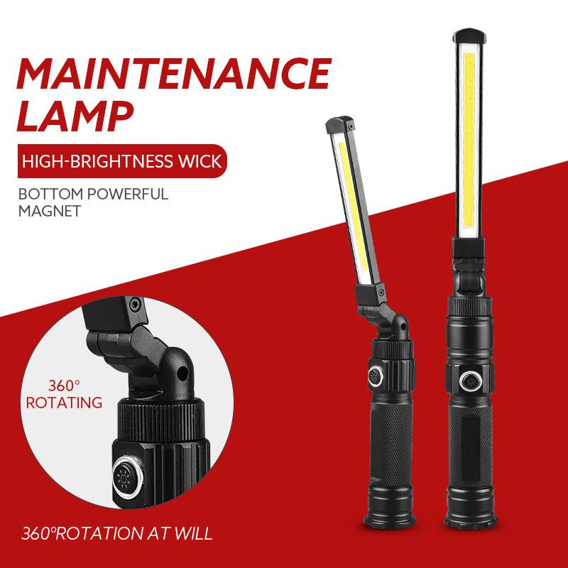 Multifunctional Folding Work Light LED Flashlight Magnetic Lamp 360° Rotating Portable Camping Light 5 Lighting Modes Lamp