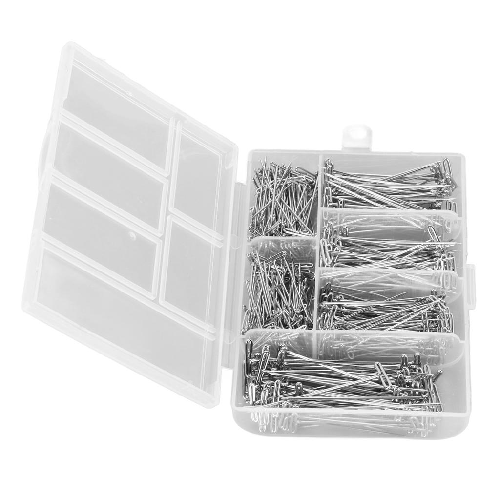 450pcs T Pins Rust Proof Steel Assorted Long Straight Pins with Clear Box for Wig Making Crafts Sewing