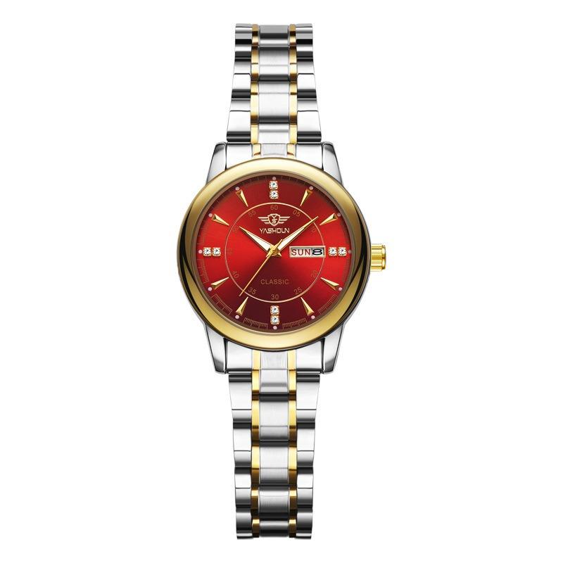 Мужские часы модные деловые часы от ведущего бренда с двойным календарем, люминесцентные, водонепроницаемые, кварцевые