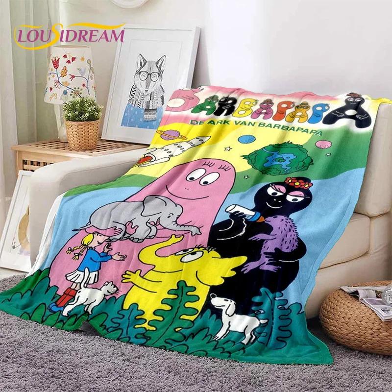 3D Cartoon Les Barbapapa Family Soft Blankets,Keep Warm Throw Blanket Comfortable Blanket for Picnic Beds Sofa Home Bedroom Kids