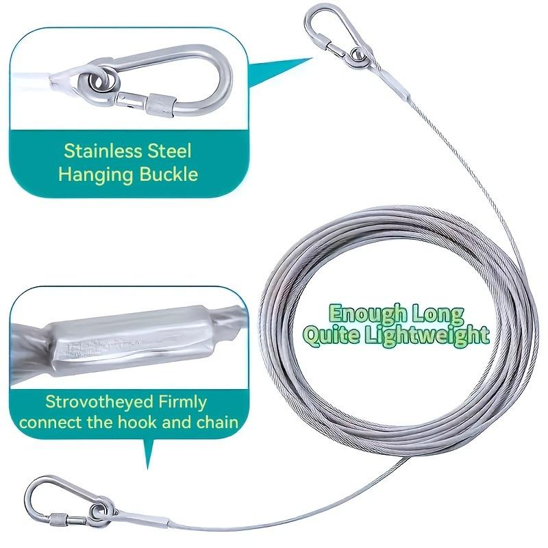 3M-15M Stainless Steel Clothesline, Portable Windproof Indoor/Outdoor Clothes Drying Camping Supplies Clothes Line