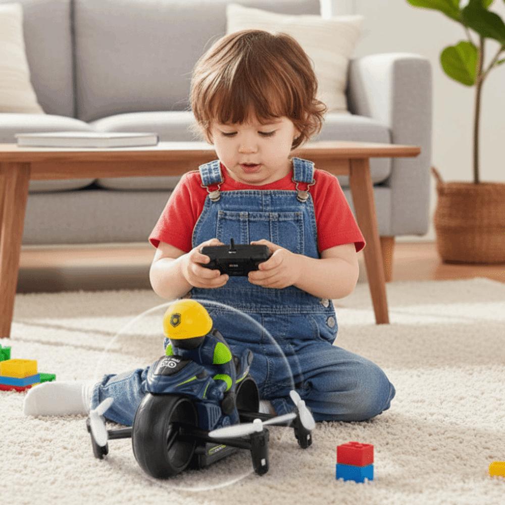 2.4G Remote Control RC Flying Motorcycle Night LED Lights Land Air Dual-Use Toy  Land Air Play