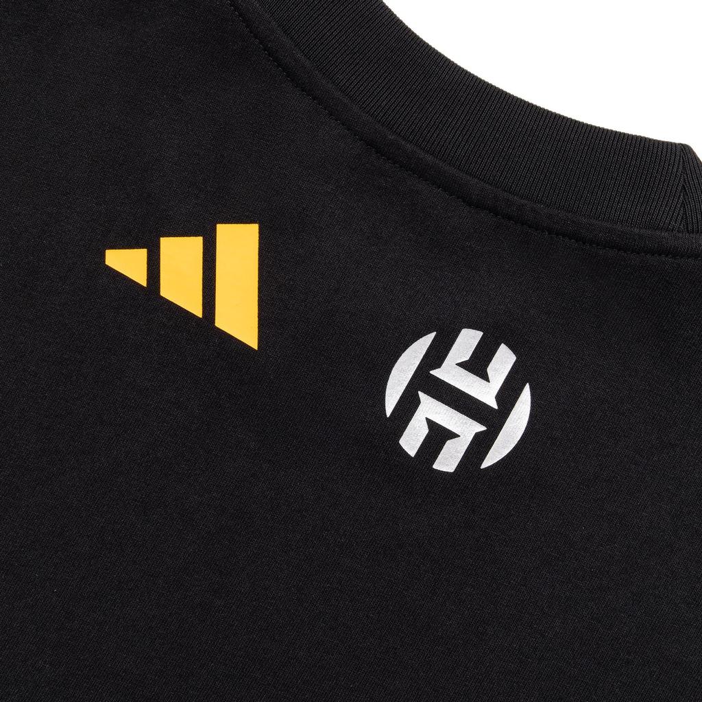 Adidas Футболка BB Harden с буквенным принтом, баскетбольная спортивная футболка с круглым вырезом и коротким рукавом, мужские топы, черная JY2753