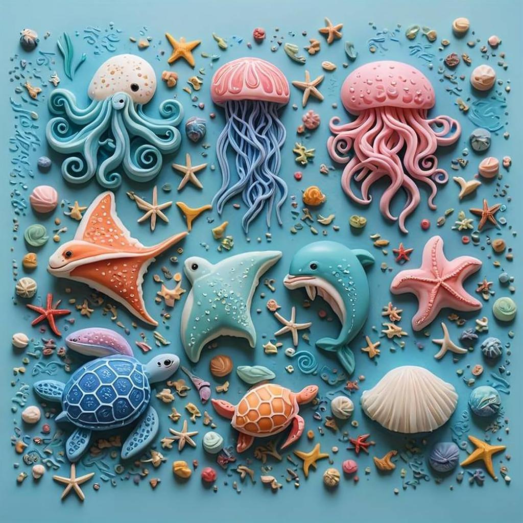 1 Pcs Ocean Theme Cake Decoration Silicone Mold, Turtle Octopus Chocolate Fondant Mold, for Kitchen Baking Cupcake Topper Chocolate Candy and Resin