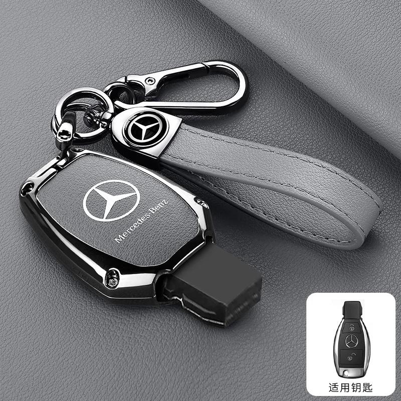 XUY2 Leather Car Smart Key Cover Case Protector For Mercedes Benz A B C S Class AMG GLA CLA GLC W176 W221 W204 Accessories Keychain