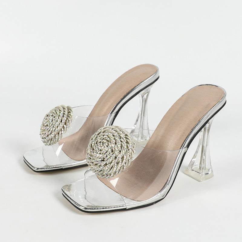 Liyke, большие размеры 43, 44, 45, прозрачные туфли на высоком каблуке, современные женские прозрачные сандалии, модные туфли с квадратным носком и стразами