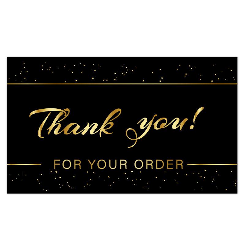 Black Thank You Greeting Cards, 50 Sheets/Pack