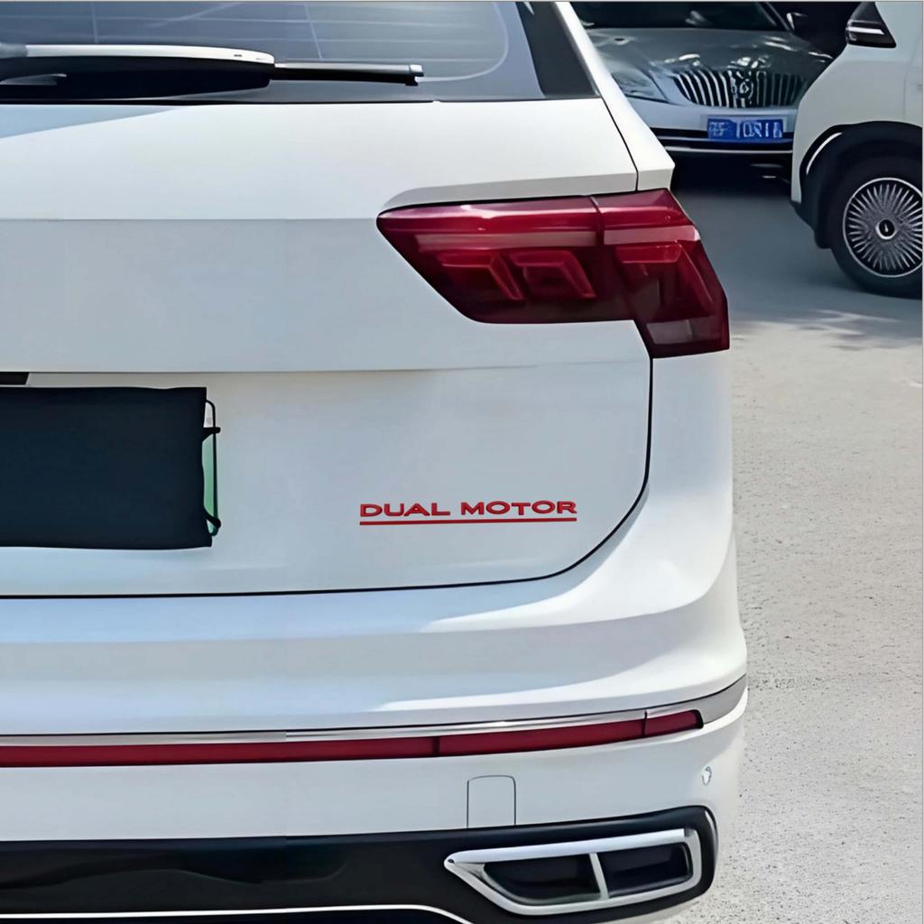 3D ABS Chrome Red Line Black Logo DUAL MOTOR Emblem Letters Car Styling Trunk Badge Sticker for Model3/Y/S/X DUAL MOTOR Accessories