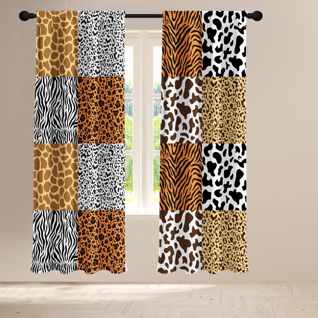 2 шт. Любовь Сердце Леопардовый Зебра Принт Серия Высокой четкости Цифровая печать Штора Домашний декор Гостиная Спальня Карман для штанги