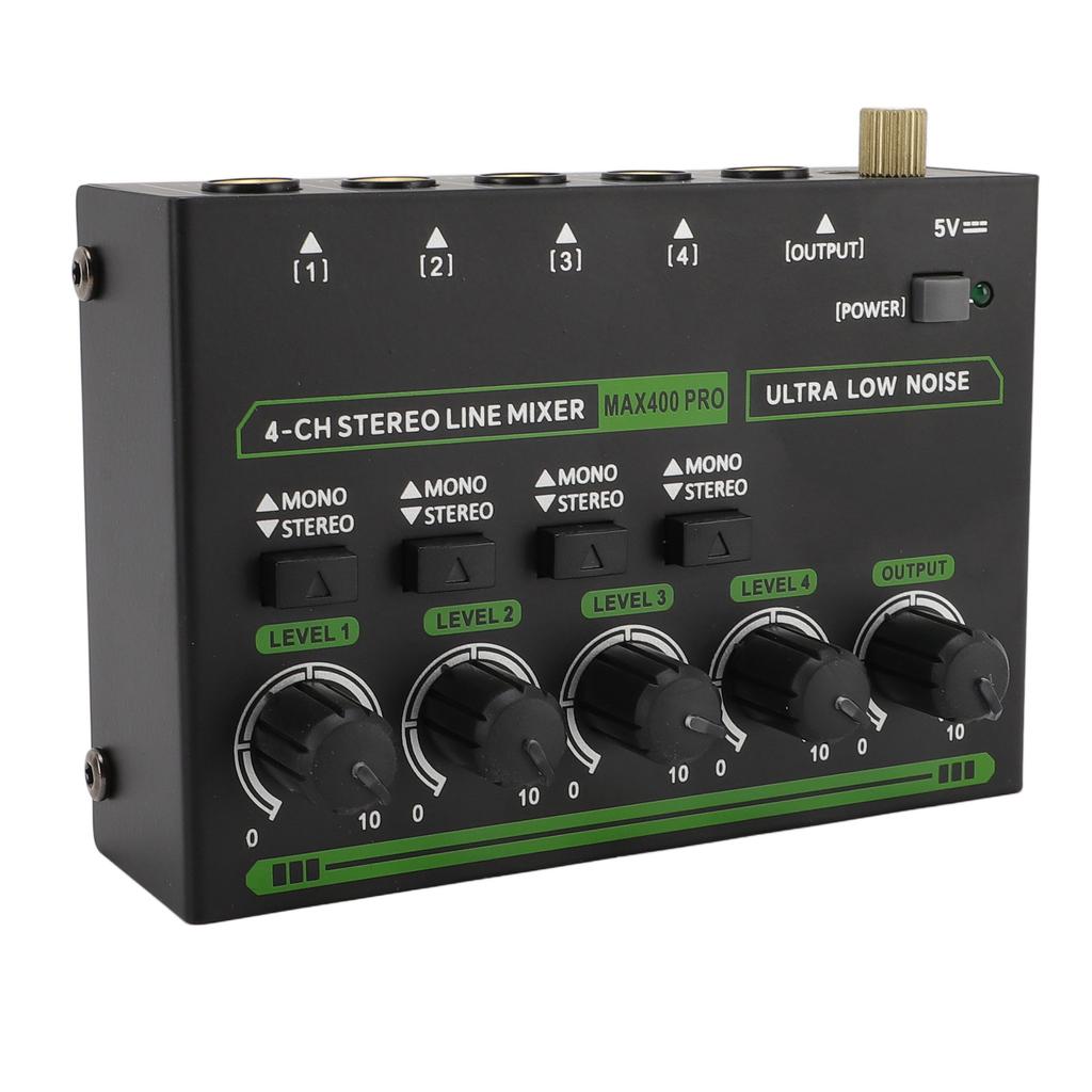 4-канальный микшер 6,35 мм 4 входа 1 выход Профессиональный компактный стерео микшер с RGB подсветкой для студии 