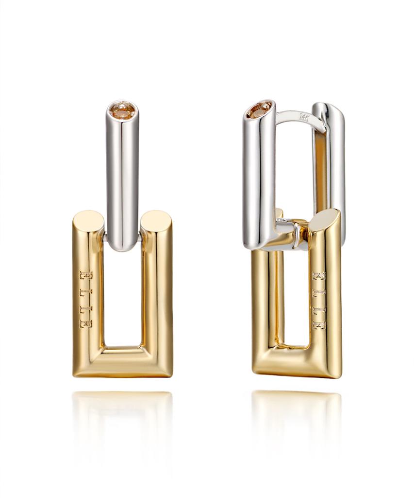 Ellejewelry 14K Gf Комбинированные серьги-пусеты One-Touch Elgpee352