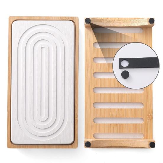 Диатомитовая бамбуковая подставка для раковины, быстросохнущая каменная мыльница для ванной комнаты, столешницы кухни, водопоглощающий, нескользящий органайзер для губки