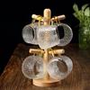 Стеклянный стакан, костюм из четырех предметов, костюм из шести предметов, деревянный держатель для стакана, прозрачная хрустальная кружка с ручкой, домашний комплект стаканов, подставка для слива