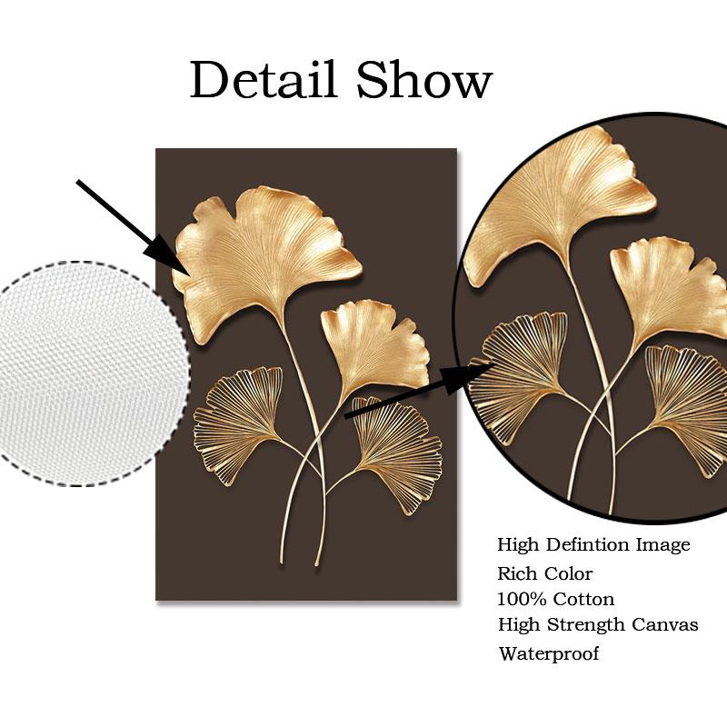 Плакат с золотым листом в скандинавском стиле, абстрактная картина на холсте, современная настенная художественная печать, декоративная картина для гостиной, украшение для дома
