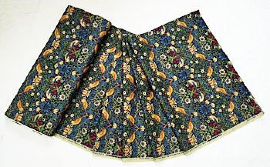 Ткань с хлопковым принтом William Morris Strawberry Thief, синяя, отрез 1 м × 110 см / Хлопок феи