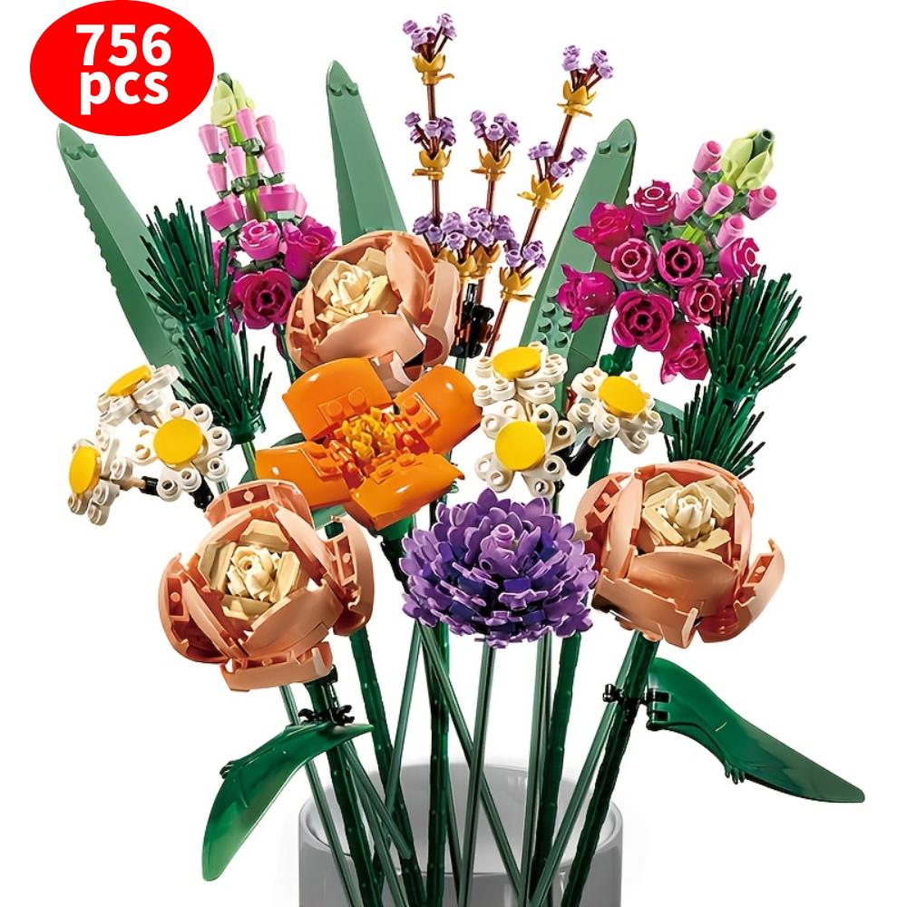 Вечный искусственный цветок домашний декор строительный блок модель кирпич Moc букет роз игрушка своими руками для женщин девочек подарок для мамы подруги