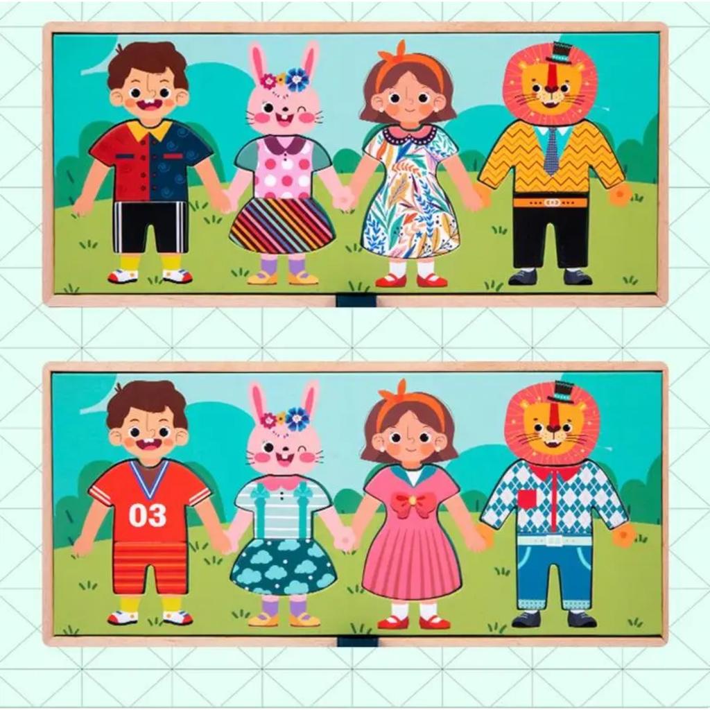 Wooden Kids Clothes Drying Dress-Up Puzzle Jigsaw Montessori Games Toys Thinking Games Educational Matching Sorting Toys Gifts
