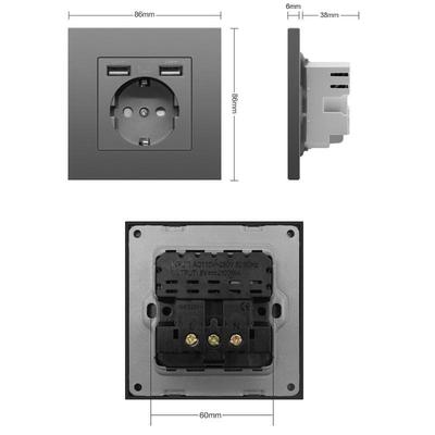 Электрическая розетка стандарта ЕС USB Настенный адаптер для зарядки Зарядка Вилка для Германии Розетка Розетки 16APC Панель Спальня USB-розетка