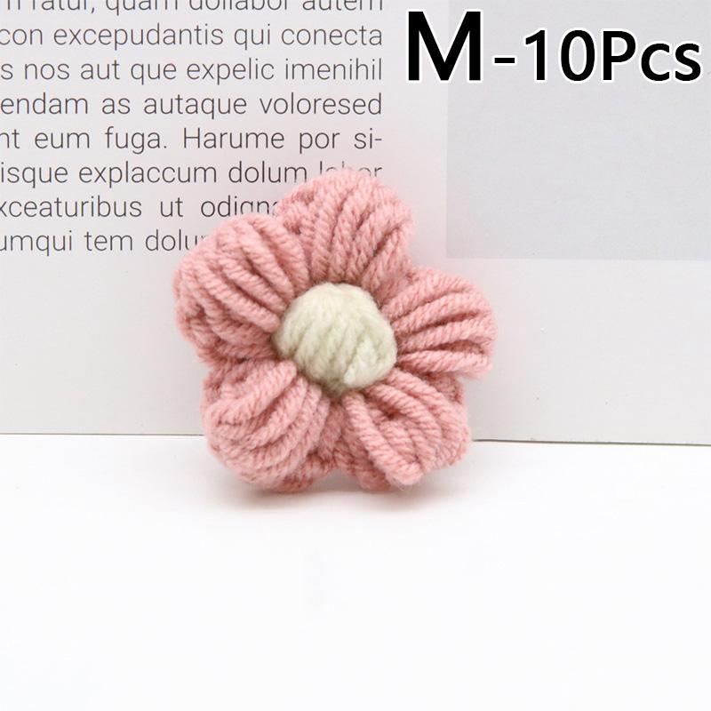 10pcs Hand-knitted Flower Applique Sew On Patches Floral Applique Decor For Clothes Shoes Hats Craft Diy Hair Clip Wedding Decor