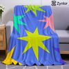Color Star Cutout Lightweight Microfiber Soft Christmas Fleece Blanket Warm Cozy Throw for Bed Sofa Office Travel All Season