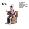 Quirky Gift for Friends Skeleton Sitting on Toilet Resin Figurine, Realistic Skull Tabletop Home Bar Atmosphere Prop Ornament, Creative Halloween