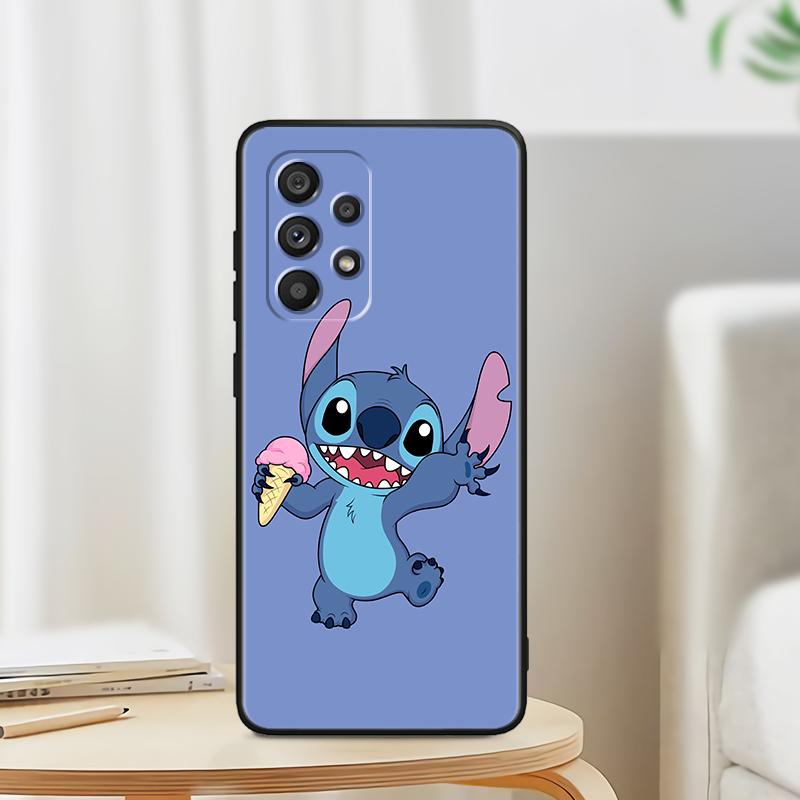 Stitch Cartoon Cute For Samsung A53 A52 A33 A32 A51 A71 A21S A13 A73 A50 A22 A23 A03 A72 A54 A12 5G Black Funda Phone Case