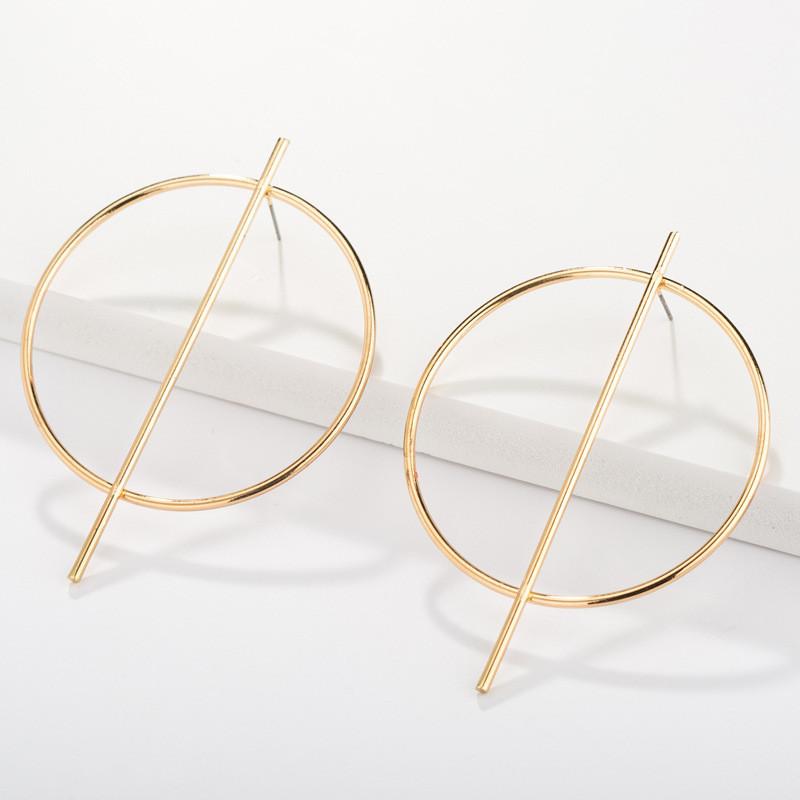 Hoop Trendy Geometric Earrings Minimalist Alloy Statement Jewelry For Women