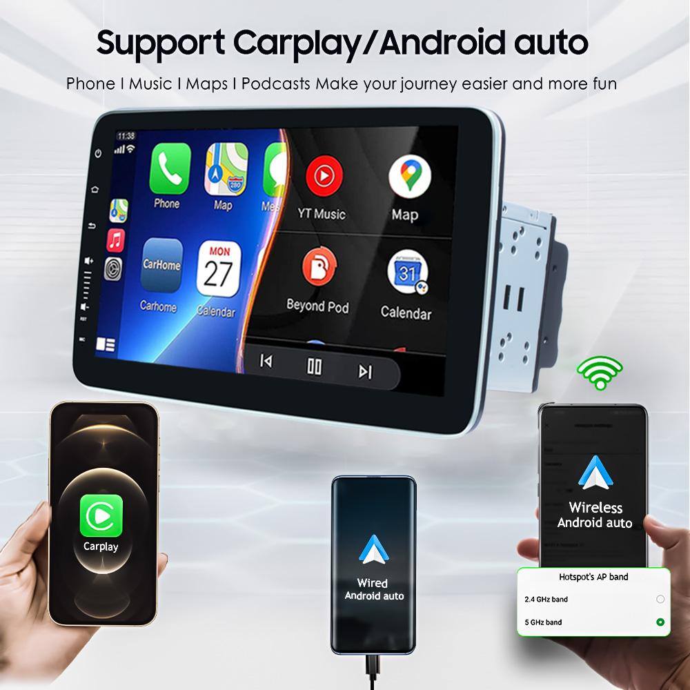 Reakosound 9 Inch Carplay Car Stereo Universal 2Din Android Radio 360 Rotatable Screen Multimedia Player Autoradio Audio