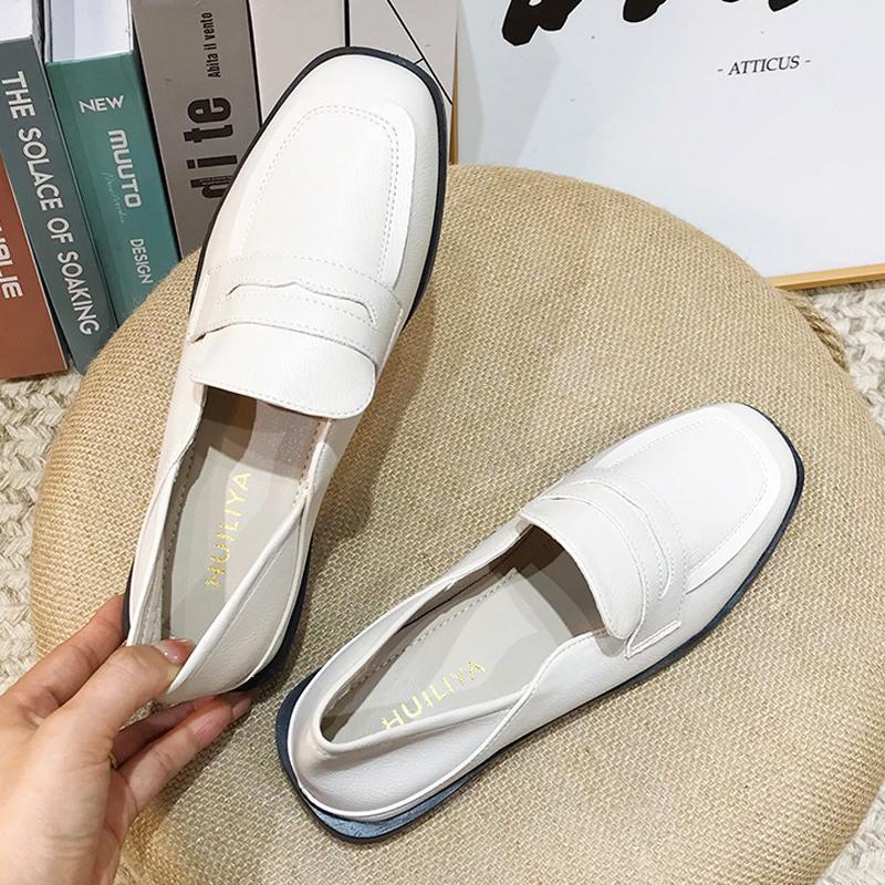 Fashion British Square Toe Loafers Women 2-Ways Barefoot Shoes Single Flats Ladies Low Heels Oxfords Soft PU Leather Moccasines Femme