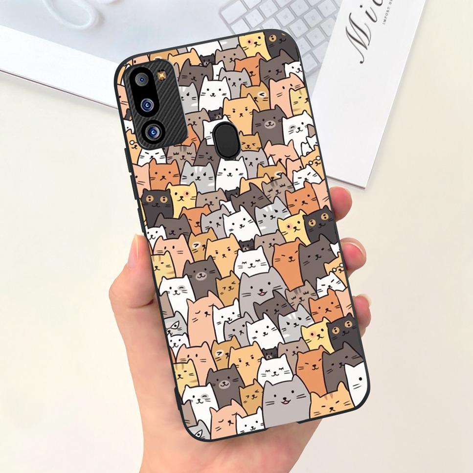 For Samsung Galaxy M21 2021 Case Cute Cat Fashion Girl Soft Silicone Cover For Samsung M21 2021 SM-M215G Bumper Phone Case Funda
