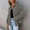 Женская повседневная однотонная свободная куртка с лацканами на пуговицах больших размеров