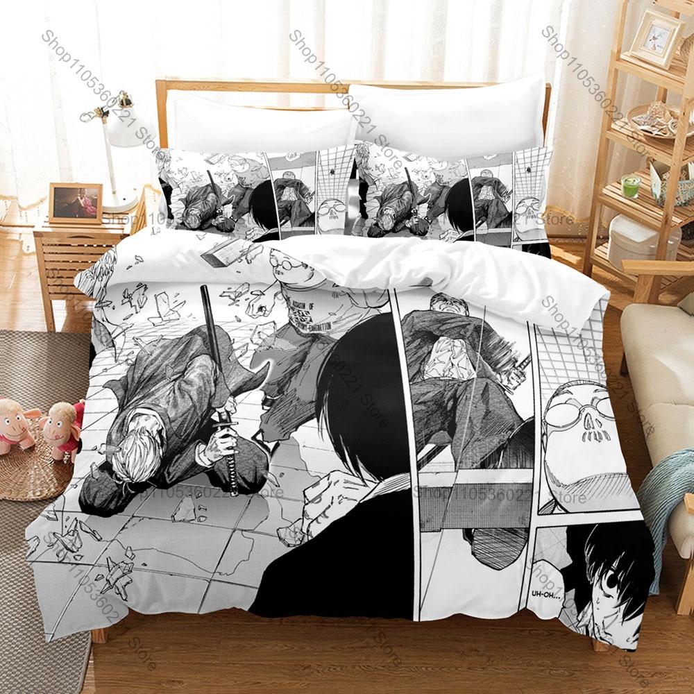 Kpop Sakamoto Days Theme Bedding Set 3Pcs Polyester Bed Linen Duvet Cover Pillowcase Home Bedroom Decor for Fans