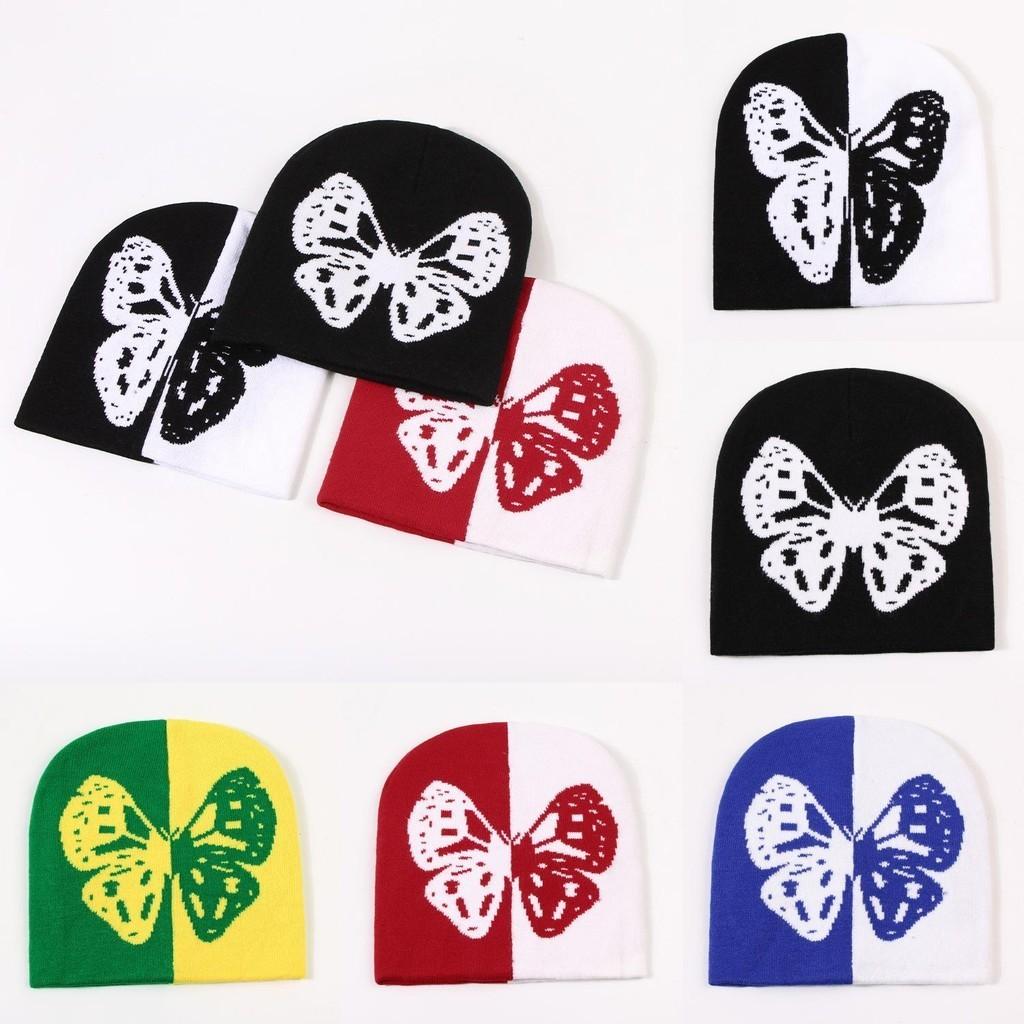 New Butterfly Pattern Knitted Wool Hat Fashionable Warm Casual Street Style Hat Unisex