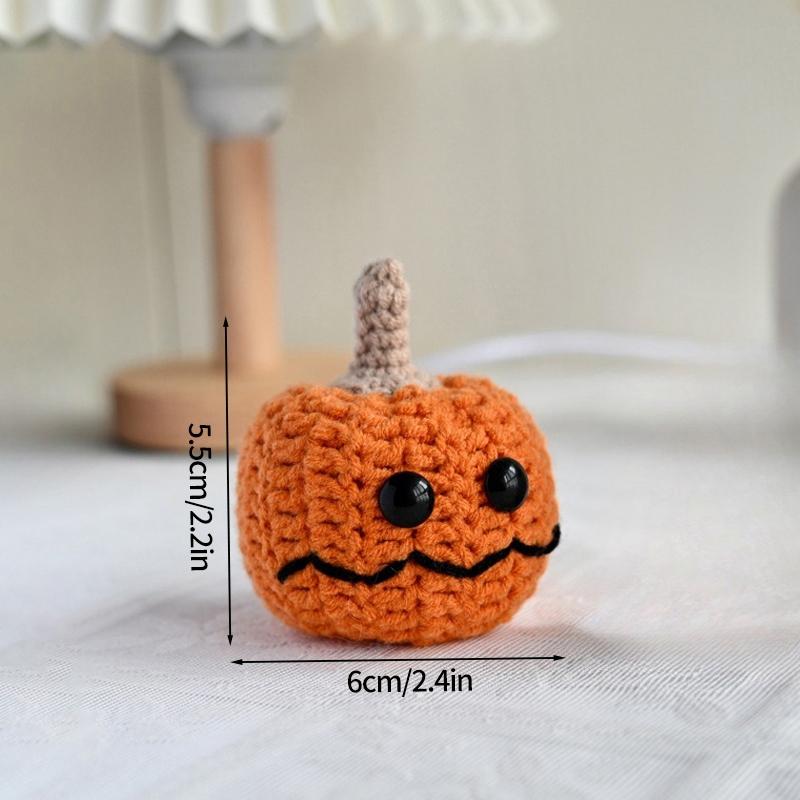 Crochet Pumpkin Ornament Halloween Decoration 2025 Office Desk Accessorie Room Desktop Decor Funny Crochet Crafts