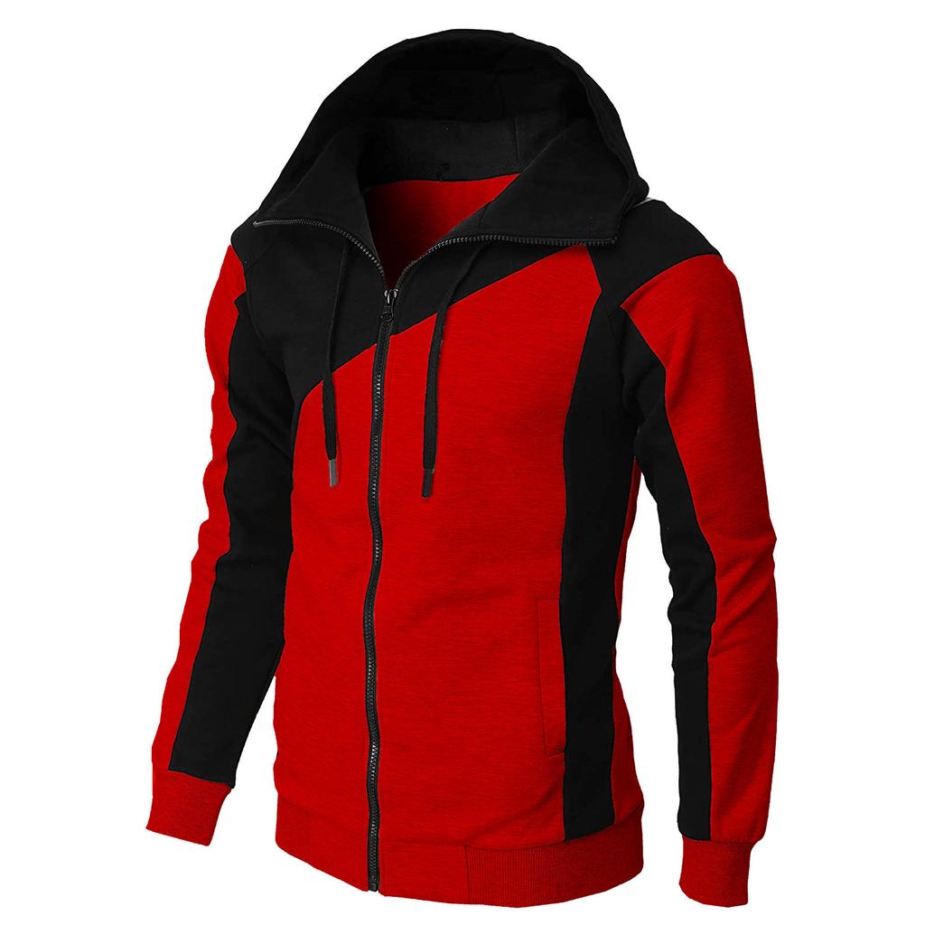 Men's Casual Sports Sweatshirt Long Sleeve Zipper Hooded Jacket Coat