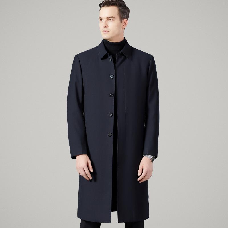 Длинная ветровка мужская деловая повседневная со съемной подкладкой пальто свободного покроя для мужчин среднего и пожилого возраста с лацканами